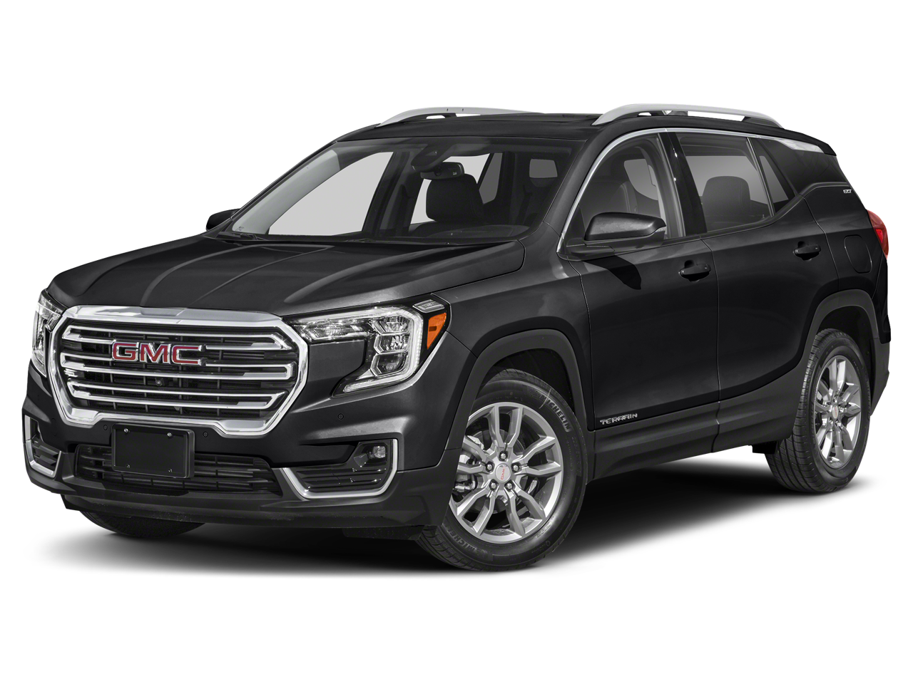 2022 GMC Terrain AT4 in Ebony Twilight Metallic — front three-quarter view