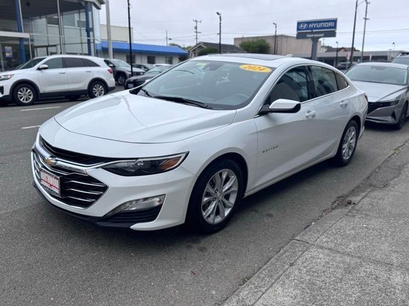 2024 Chevrolet Malibu LT in Summit White — front three-quarter view